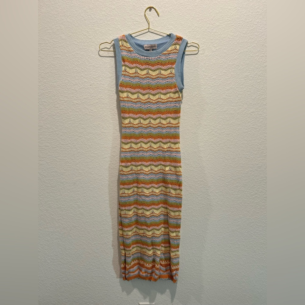 Willow & Wind Knit Colorful Striped Sleeveless midi Dress bodycon